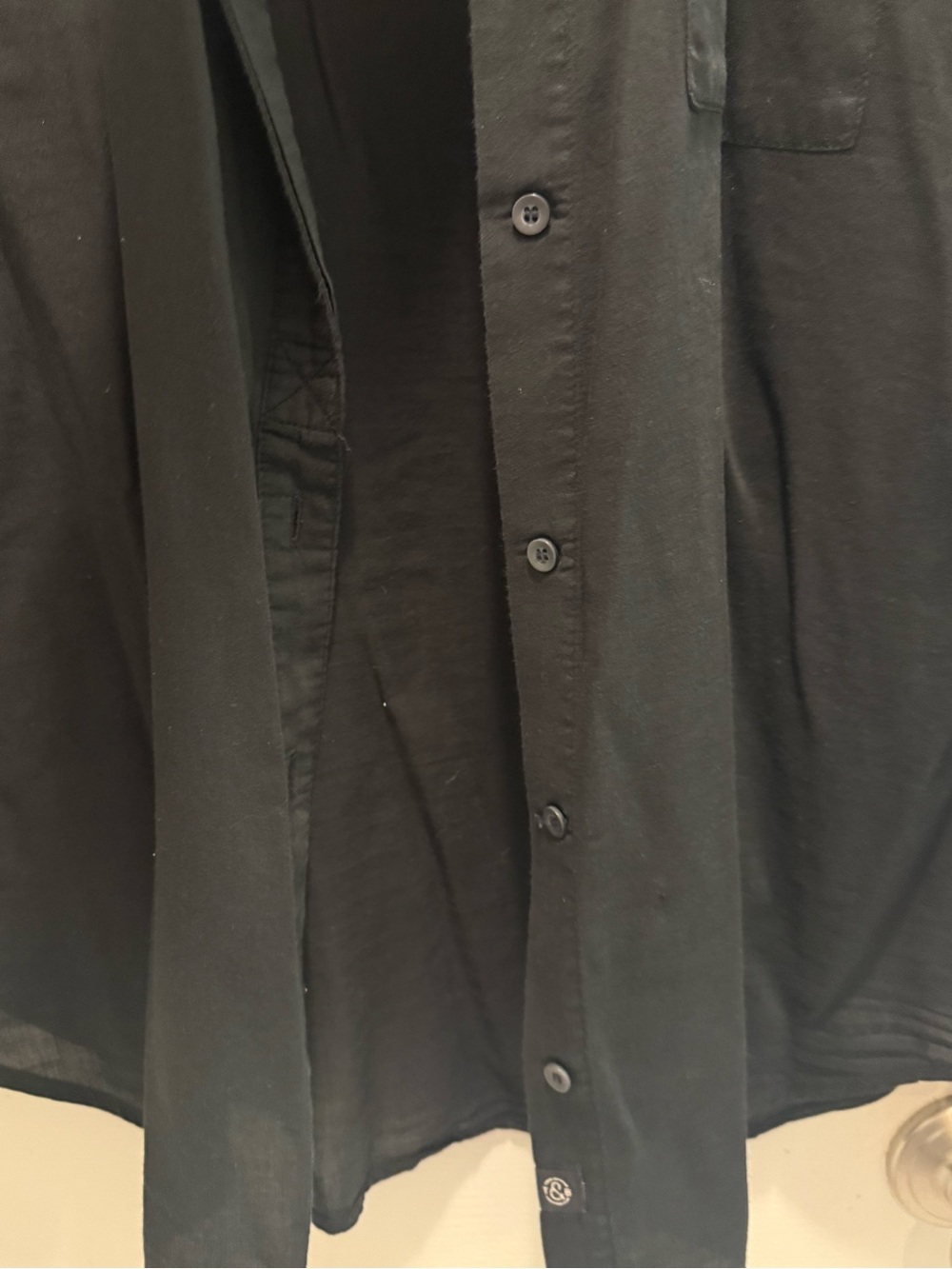 Black Womens Button-Up semi sheer Shirt by Treasure & Bond - Picture 2 of 7